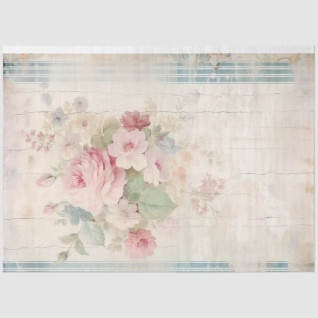 Whimsical watercolor blush English roses chic Tissue Paper (Front)