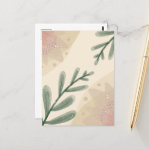 Whimsical Watercolor Boho Botanical Leaves Postcard