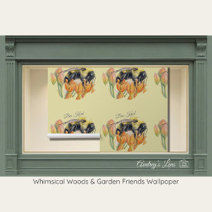 Whimsical Watercolor Bumblebee Nursery Wallpaper
