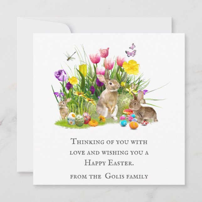 Whimsical Watercolor Bunny Collage Easter Holiday Card (Front)