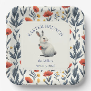 Whimsical Watercolor Bunny Meadow Easter Brunch Paper Plate