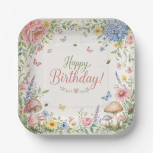 Whimsical Watercolor Butterfly Bee Ladybug Party Paper Plate