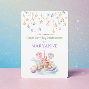 Whimsical Watercolor Candy Birthday Invitation
