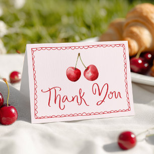 Whimsical Watercolor Cherry Baby Shower Thank You Card