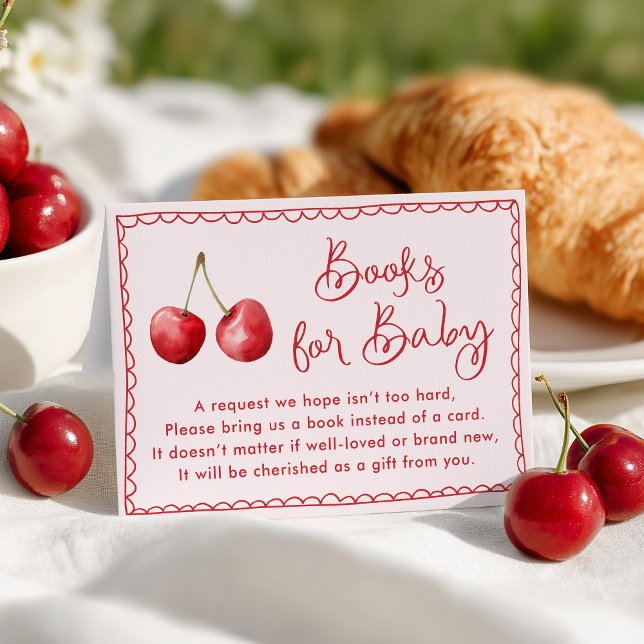 Whimsical Watercolor Cherry Books for Baby Enclosure Card (Creator Uploaded)
