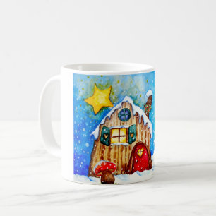 Whimsical watercolor Christmas landscape Coffee Mug