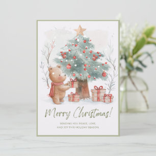 Whimsical Watercolor Christmas Scene Thank You Card