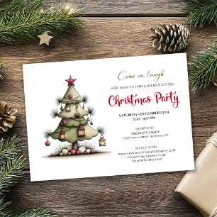 Whimsical Watercolor Christmas Tree Party Invite