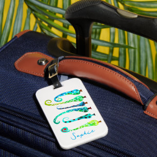Whimsical watercolor christmas trees luggage tag