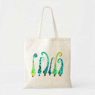 Whimsical watercolor christmas trees tote bag