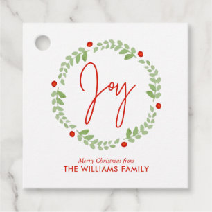 Whimsical Watercolor Christmas Wreath Favour Tags