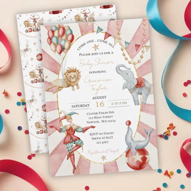 Whimsical Watercolor Circus Carnival Baby Shower Invitation (Creator Uploaded)