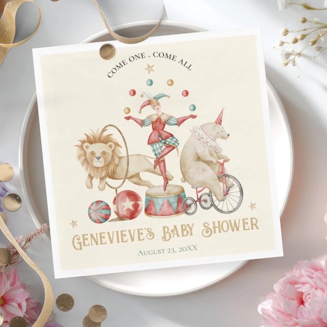 Whimsical Watercolor Circus Carnival Baby Shower Napkin (Creator Uploaded)