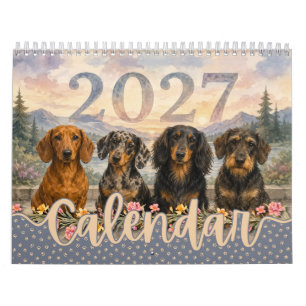 Whimsical Watercolor Dachshund Wiener Dog 2027 Calendar