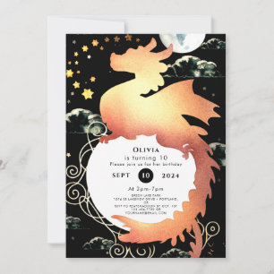 Whimsical Watercolor Dragon Birthday Invitation