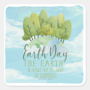 Whimsical Watercolor Earth Day Stickers with quote