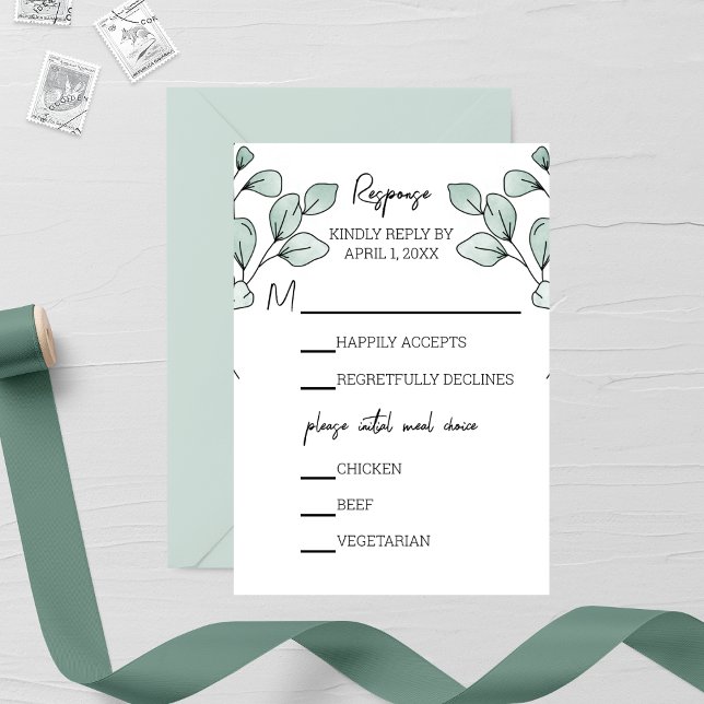 Whimsical Watercolor Eucalyptus Wedding RSVP Card (Creator Uploaded)