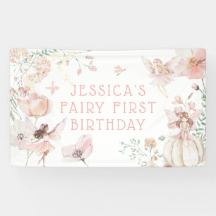 Whimsical Watercolor Fairy 1st Birthday Banner