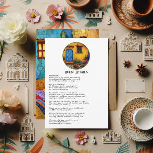 Whimsical Watercolor Fiesta Wedding Guest Details Enclosure Card