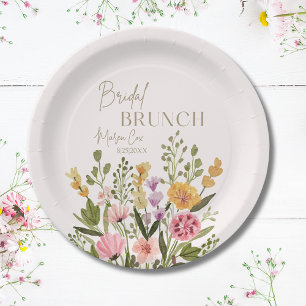 Whimsical Watercolor Floral Bouquet Bridal Brunch  Paper Plate