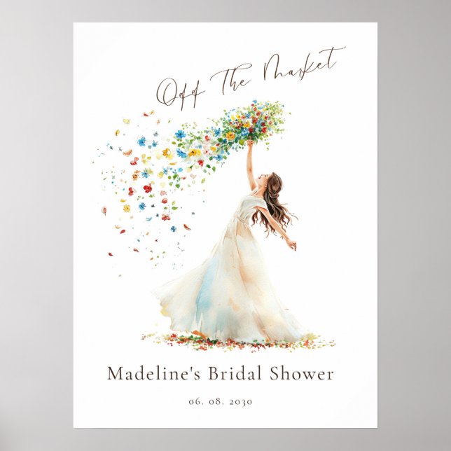 Whimsical Watercolor Floral Bridal Shower Welcome Poster (Front)