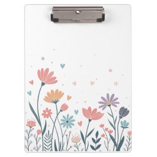 Whimsical Watercolor Floral  Clipboard