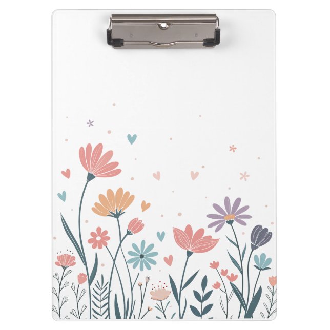 Whimsical Watercolor Floral  Clipboard (Front)