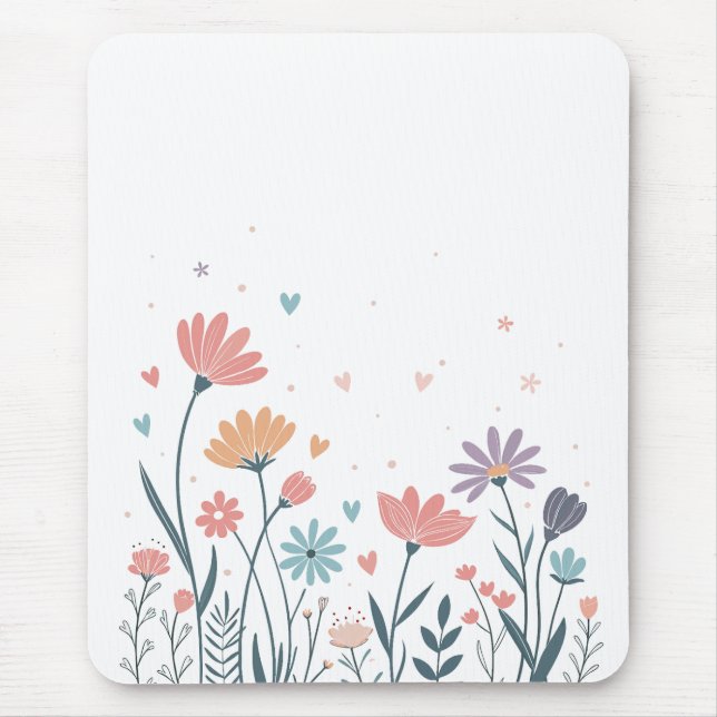 Whimsical Watercolor Floral  Mouse Mat (Front)