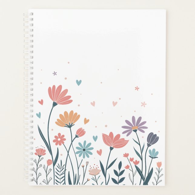 Whimsical Watercolor Floral Notebook Planner (Front)