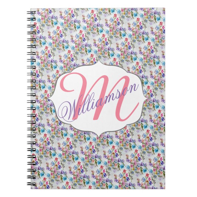 WHIMSICAL WATERCOLOR FLORAL PATTERN NOTEBOOK (Front)