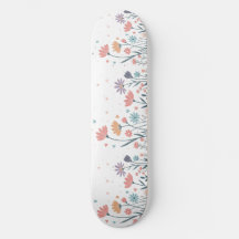 Whimsical Watercolor Floral Skateboard