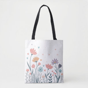 Whimsical Watercolor Floral Tote Bag