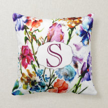 Whimsical Watercolor Flowers with Monogram