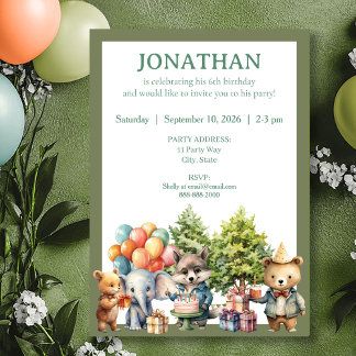 Whimsical Watercolor Forest Birthday Invitation