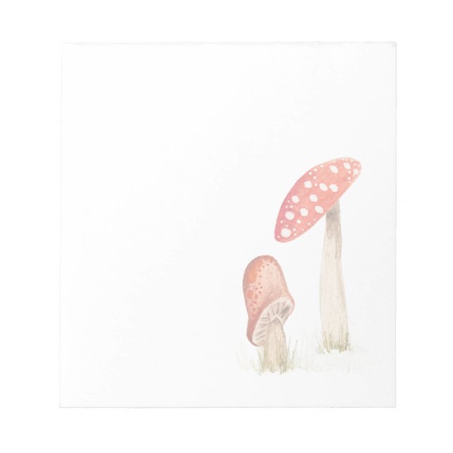 Whimsical Watercolor Forest Mushrooms Notepad (Front)