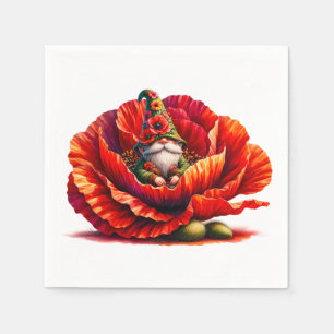 Whimsical Watercolor Garden Gnome Napkin