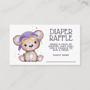 Whimsical Watercolor Girl Pilot Teddy Bear Enclosure Card