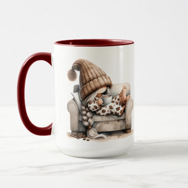 Whimsical Watercolor Gnome Gift Mug (Left)