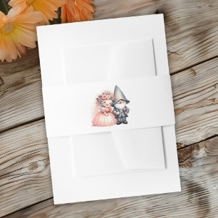 Whimsical Watercolor Gnome Wedding Wrap Rustic Invitation Belly Band