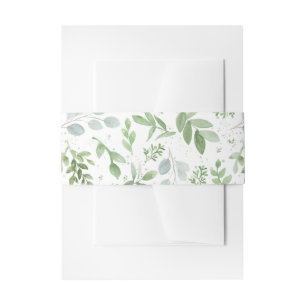 Whimsical Watercolor Greenery Pattern Wedding Invitation Belly Band