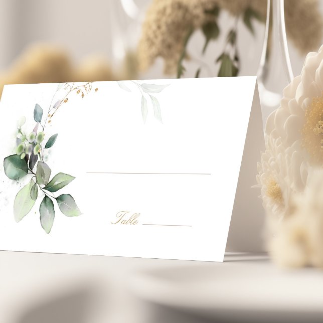 Whimsical Watercolor Greenery Place Card (Creator Uploaded)