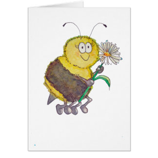 Whimsical Watercolor Happy Bee Flower Fun