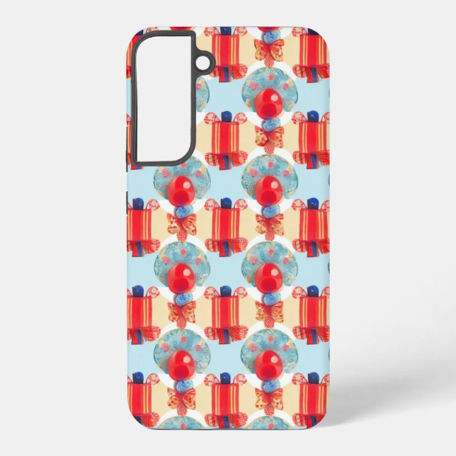 Whimsical Watercolor Holiday Pattern Samsung Galaxy S22+ Case (Back)