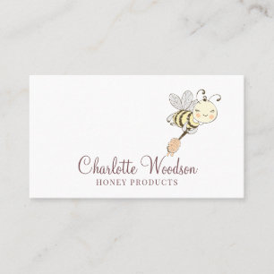 Whimsical Watercolor Honey Bee Beekeeper Business Card