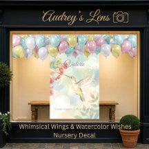 Whimsical Watercolor Hummingbird & Flowers 