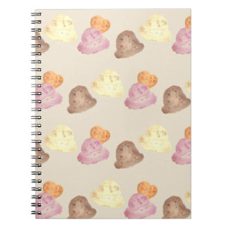 Whimsical Watercolor Ice Cream Scoops Notebook