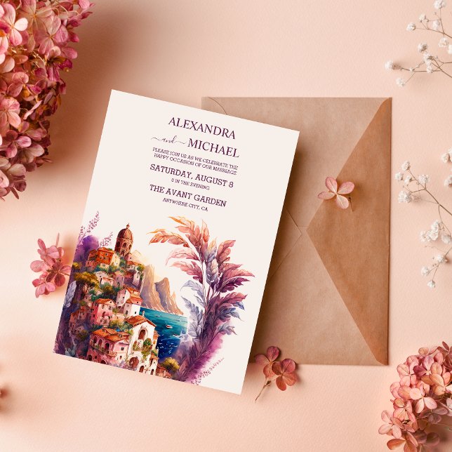 Whimsical Watercolor Italian Desitnation Wedding I Invitation (Creator Uploaded)