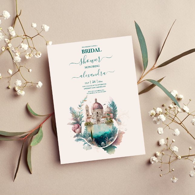 Whimsical Watercolor Italian Destination Bridal  I Invitation (Creator Uploaded)