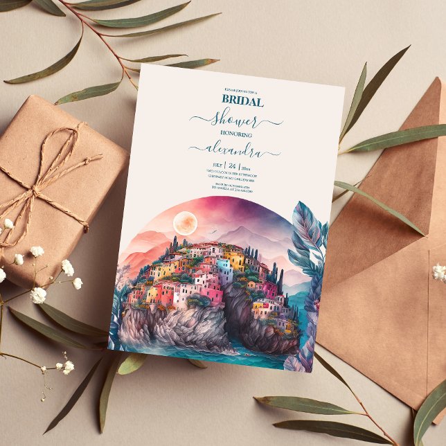 Whimsical Watercolor Italian Destination Bridal In Invitation (Creator Uploaded)