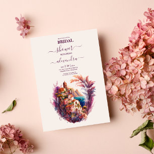 Whimsical Watercolor Italian Destination Bridal  Invitation